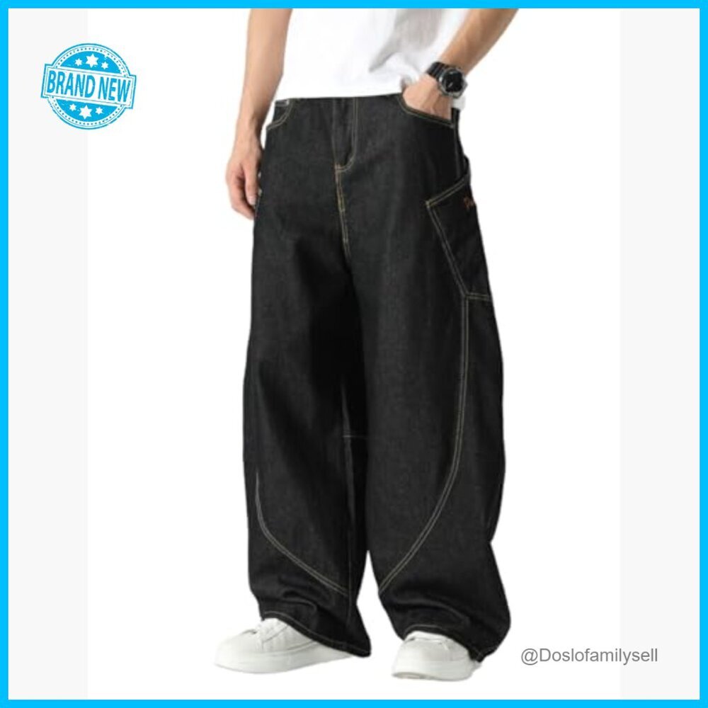 Vintage Light Wash Barrel Jeans Loose Fit Y2K Streetwear Hip Hop Denim - Picture 2 of 7